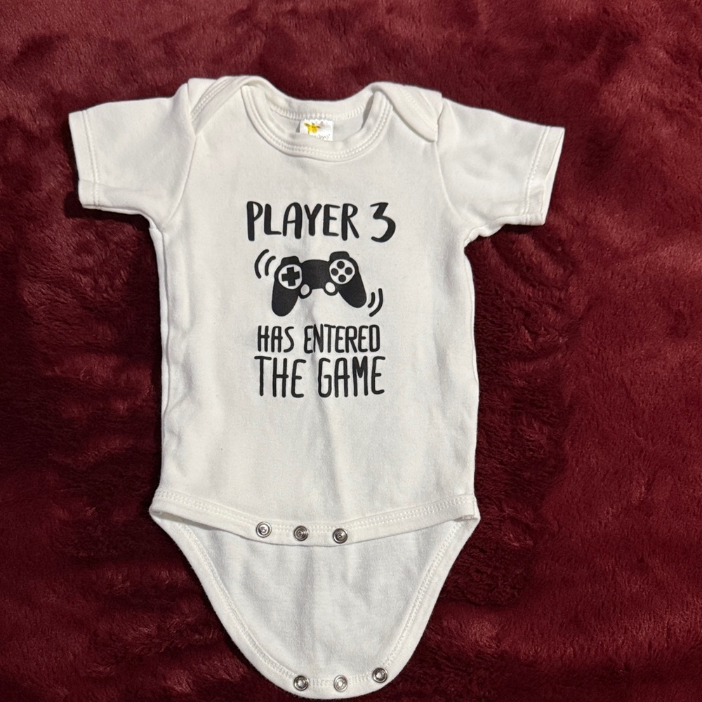 Custom White Baby Onesie with Gamer Print